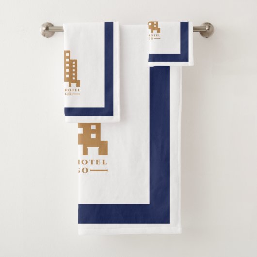Hotel Minimalistische Marine Blauw Wit Rechthoek L Bad Handdoek (Insitu)