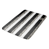 Hotel Monogram Black Roos Gold White Striped Badmat (Gekanteld)