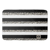 Hotel Monogram Black Roos Gold White Striped Badmat (Voorkant)