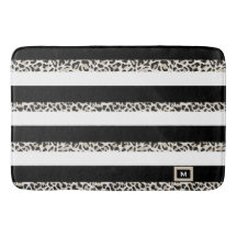 Hotel Monogram Black Roos Gold White Striped