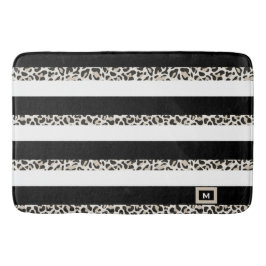 Hotel Monogram Black Roos Gold White Striped Badmat