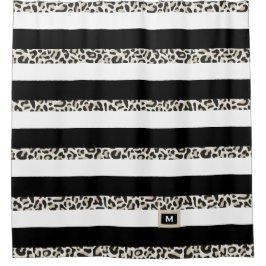 Hotel Monogram zwart Roos Gold White Striped Bath Douchegordijn