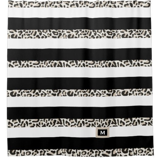 Hotel Monogram zwart Roos Gold White Striped Bath Douchegordijn (Voorkant)