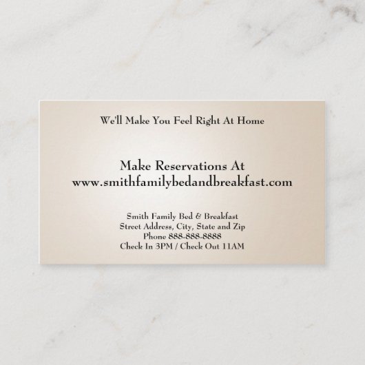 Hotel Motel Lodging Visitekaartje (Achterkant)