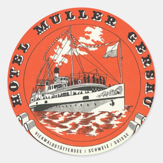 Hotel Muller Gersau Ronde Sticker (Voorkant)