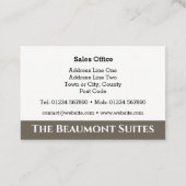 Hotel of accommodatie Visitekaartje. Visitekaartje (Achterkant)