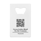 Hotel of restaurant met QR-code. Hotelgast Creditkaart Flessenopener (Achterkant)