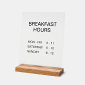 Hotel Ontbijt Uren transparant acryl bord (Hoek)