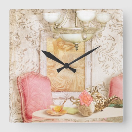 Hotel Parijs ongeveer 1900 uur shabby chic Vierkante Klok (Voorkant)
