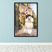Hotel Parijs Poodle Canvas Afdruk (Insitu (Houten vloer))