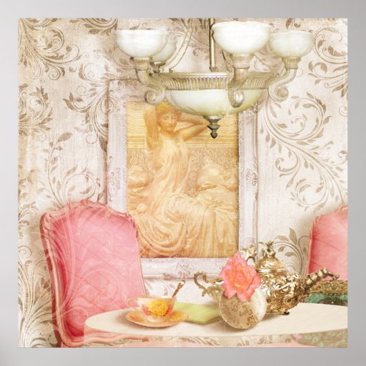 Hotel Paris c. 1900 Paris France Tearoom print (Voorkant)