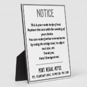 Hotel Recepten of Bedroom Notice Plaque Fotoplaat (Zijkant)