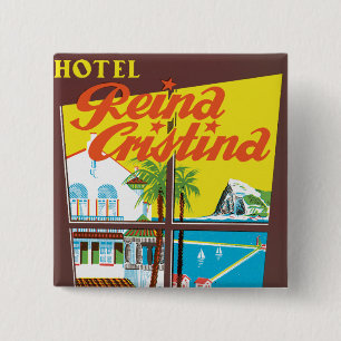 Hotel Reina Cristina ~ Algeciras Vierkante Button 5,1 Cm