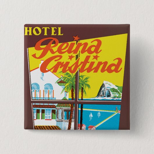 Hotel Reina Cristina ~ Algeciras Vierkante Button 5,1 Cm (Voorkant)