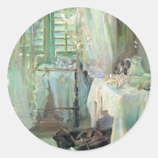 Hotel Room door John Singer Sargent Ronde Sticker (Voorkant)