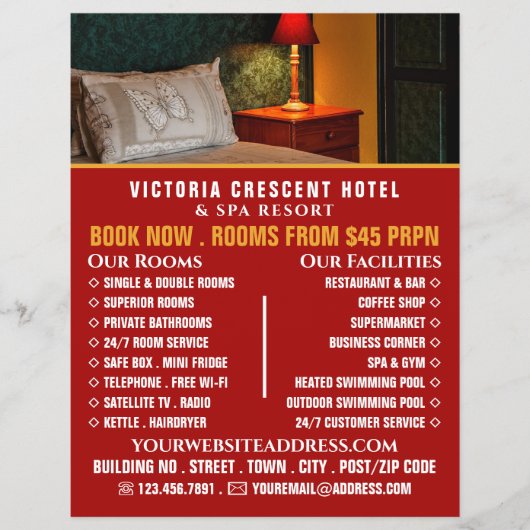 Hotel Room, Hotel Accommodation Adverteren Flyer (Voorkant)