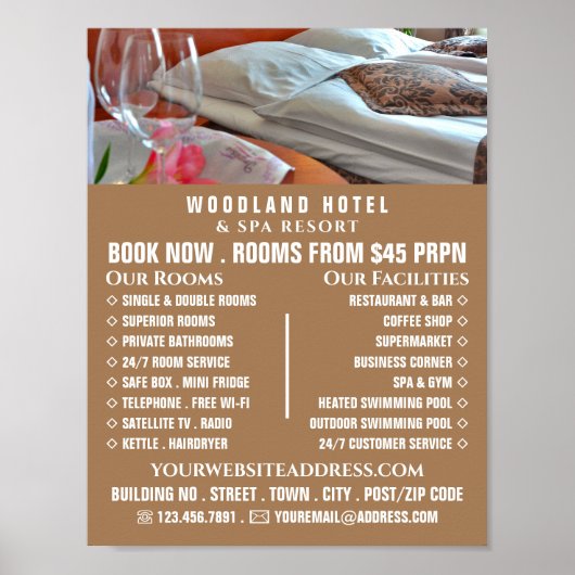 Hotel Room, Hotel Accommodation Adverteren Poster (Voorkant)