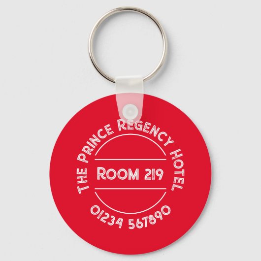 Hotel Room Keyring met Room Number Sleutelhanger (Voorkant)