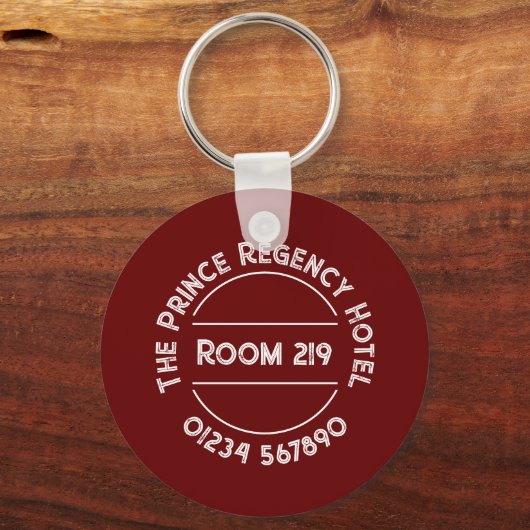 Hotel Room Keyring met Room Number Sleutelhanger (Voorkant)