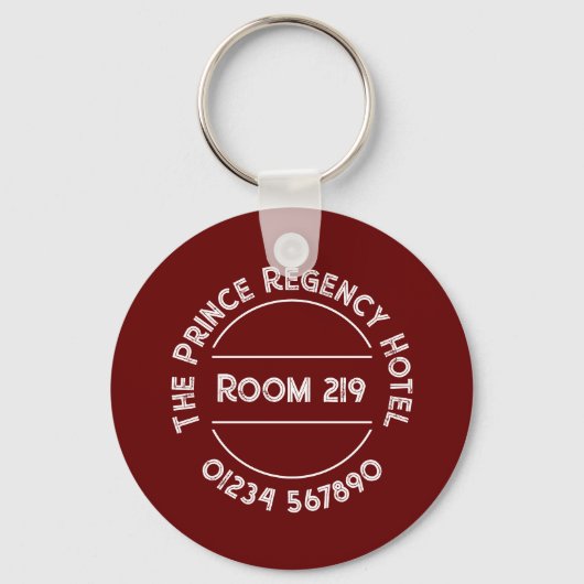 Hotel Room Keyring met Room Number Sleutelhanger (Achterkant)
