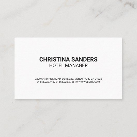 Hotel Room Visitekaartje (Achterkant)