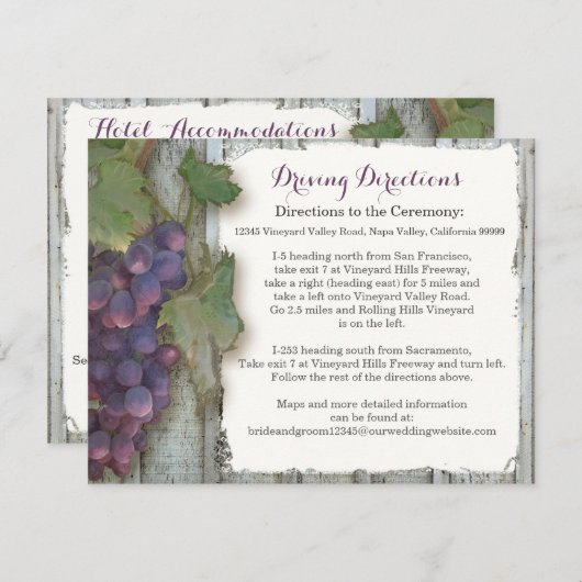 Hotel Routebeschrijving Wijnmakerij Wijngaard Drui Informatiekaartje (Voorkant / Achterkant)