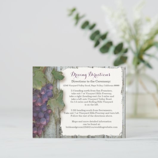 Hotel Routebeschrijving Wijnmakerij Wijngaard Drui Informatiekaartje (Staand voorkant)