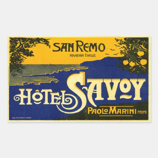 Hotel Savoy (San Remo Italië) Rechthoekige Sticker (Voorkant)