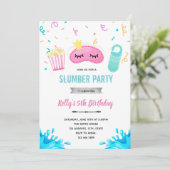 Hotel slumber poolpartij uitnodiging (Staand voorkant)