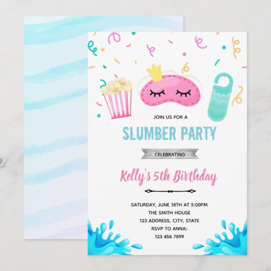 Hotel slumber poolpartij uitnodiging (Voorkant / Achterkant)