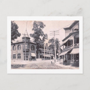 Hotel Sq., Port Jefferson, Vintage van Long Island Briefkaart