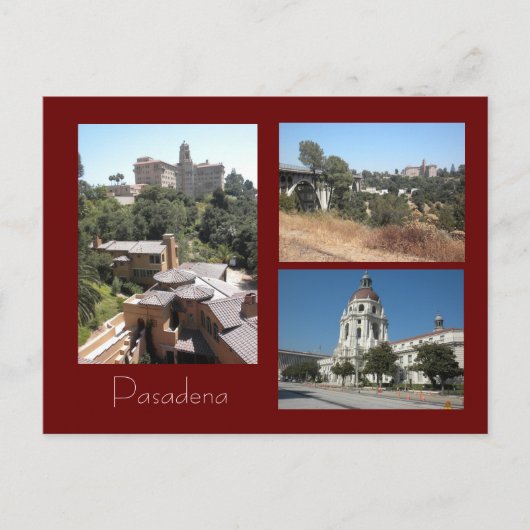 Hotel, stadhuis en Bridge Pasadena Foto Briefkaart (Voorkant)
