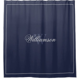 Hotel stijl naam & monogram in en blauw en grijs douchegordijn