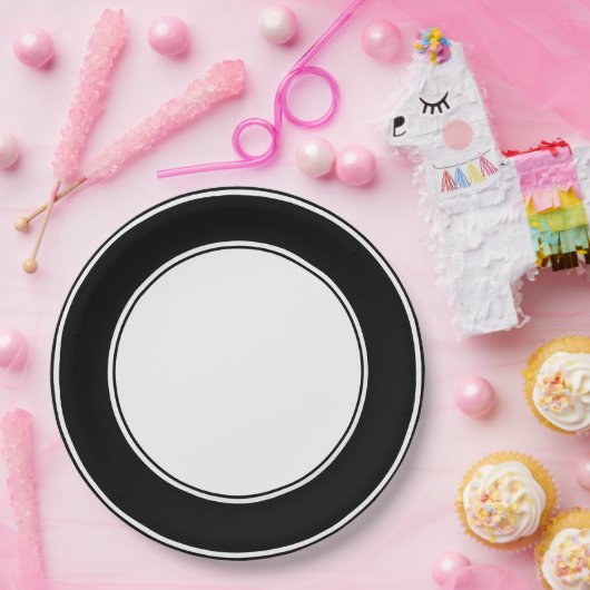 Hotel Stripe Zwart-wit - Wegwerp Bord (Feest)