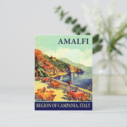 Hotel terrace in Amalfi, Campanië, Italië, reizen Briefkaart (Staand voorkant)