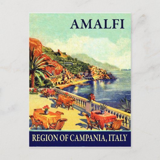 Hotel terrace in Amalfi, Campanië, Italië, reizen Briefkaart (Voorkant)