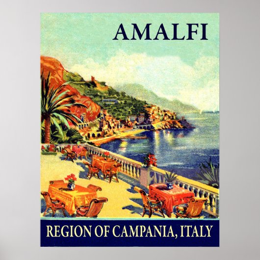 Hotel terrace in Amalfi, Campanië, Italië, reizen Poster (Voorkant)