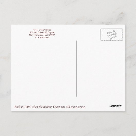 Hotel Utah Saloon briefkaart (Achterkant)