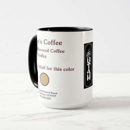 Hotel Utah Saloon - Lee's koffierecept mok (Voorkant links)