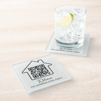 Hotel verwarming Gift | Gepersonaliseerde WiFi QR- Glazen Onderzetter
