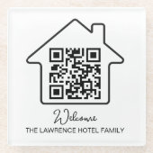 Hotel verwarming Gift | Gepersonaliseerde WiFi QR- Glazen Onderzetter (Voorkant)