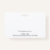 Hotel werknemer foto Bekleding ID naam Logo White Badge (Achterkant)