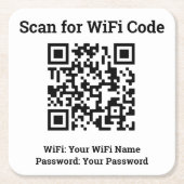 Hotel WiFi Details Plus QR-code Kartonnen Onderzetters (Voorkant)