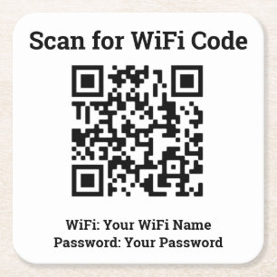 Hotel WiFi Details Plus QR-code Kartonnen Onderzetters