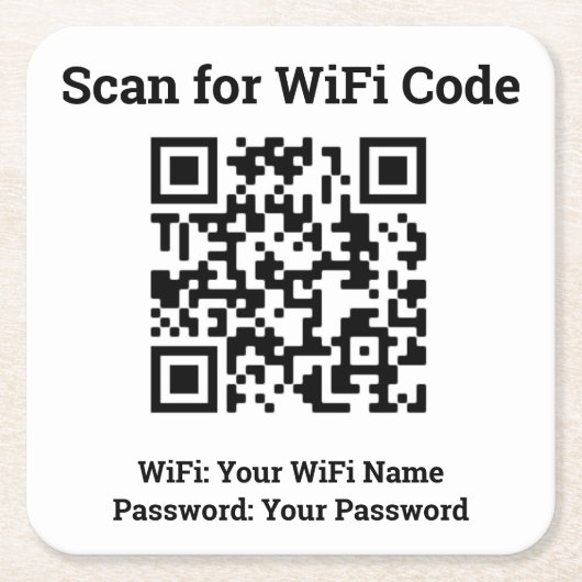 Hotel WiFi Details Plus QR-code Kartonnen Onderzetters (Voorkant)