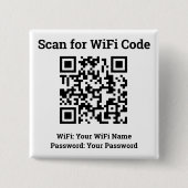 Hotel WiFi Details Plus QR-code op draagbaar perso Vierkante Button 5,1 Cm (Voorkant)