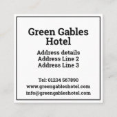 Hotel WiFi Details Plus QR Code Plus Adres op een Contactkaartje (Achterkant)