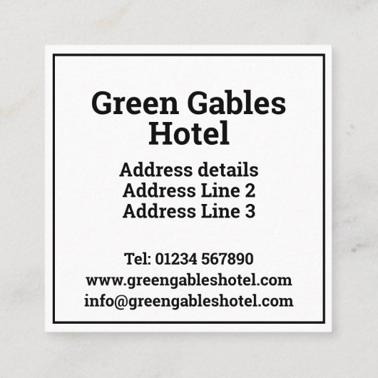 Hotel WiFi Details Plus QR Code Plus Adres op een Contactkaartje (Achterkant)