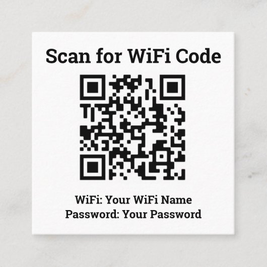 Hotel WiFi Details Plus QR Code Plus Adres op een Contactkaartje (Voorkant)