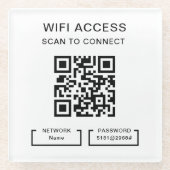 Hotel WiFi Wachtwoord Persoonlijke QR-code Glazen Onderzetter (Voorkant)